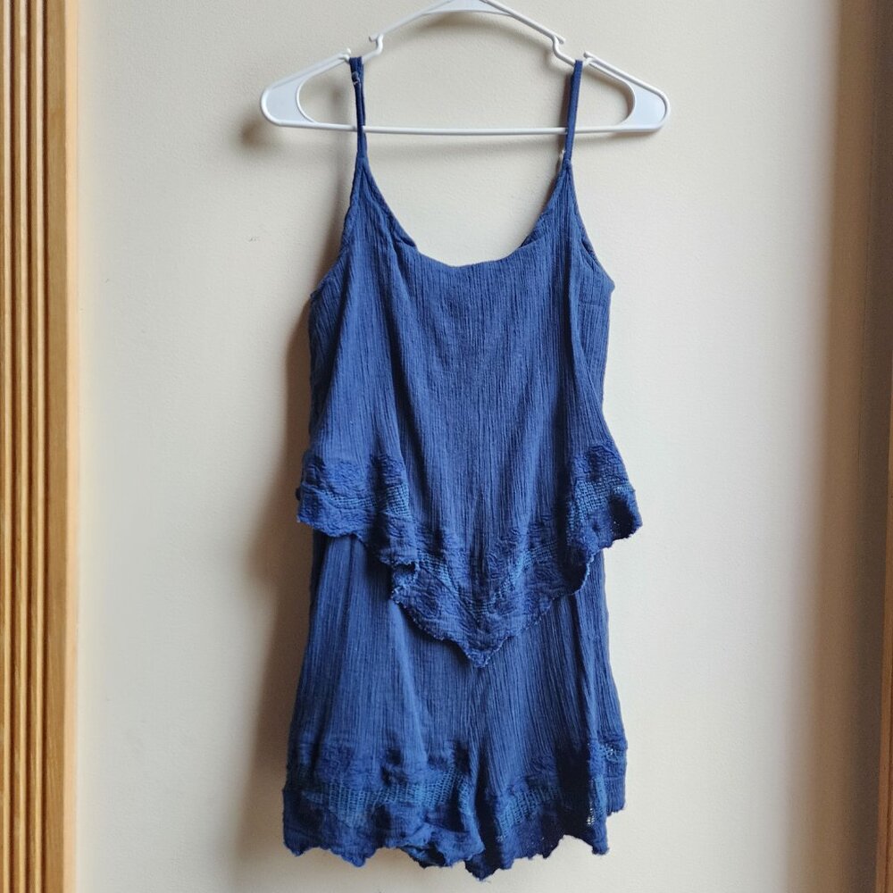 Poof Navy Culotte Romper Size Large